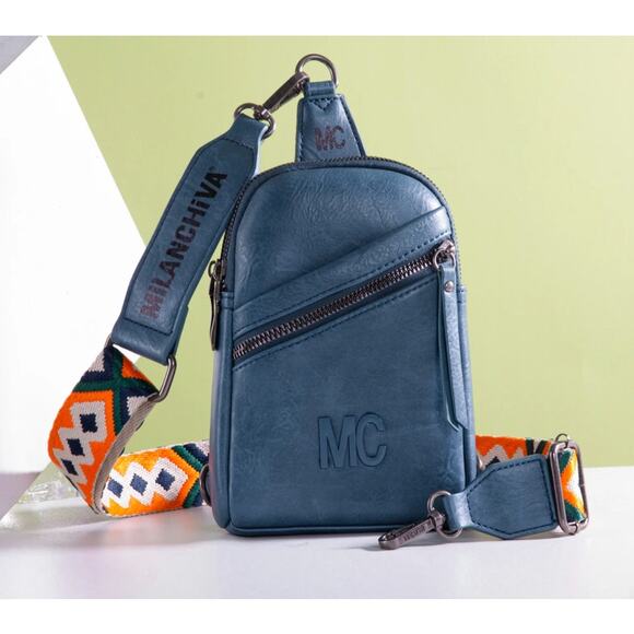 Milan Chiva Montana West Sling Crossbody Bag NEW bluejean color - Picture 4 of 5